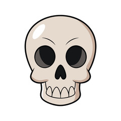 Vector skull with black outline halloween tattoo and stickers