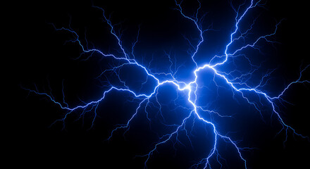 Abstract blue glowing plasma lightning effect with electric energy, light streaks, and futuristic background design. Perfect for science, technology, and energy concepts.