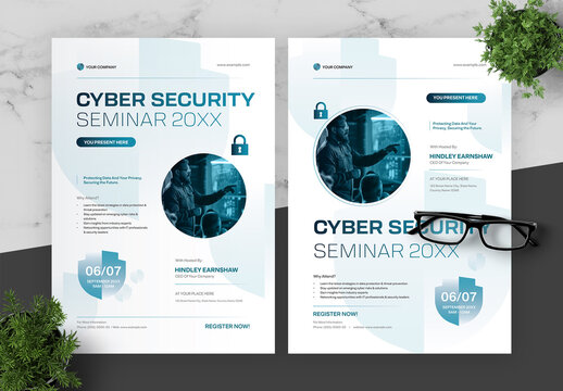Blue And Black Cyber Security Flyer