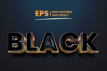 Black Editable 3D Text Effect Vector Design