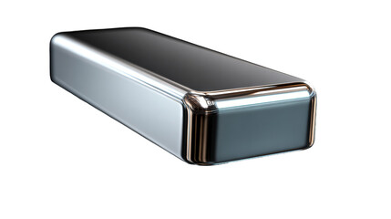 Polished Metal Bar with Rounded Edges and Reflective Surface, cut out transparent