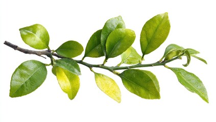Obraz premium Close-up of a branch with vibrant green leaves