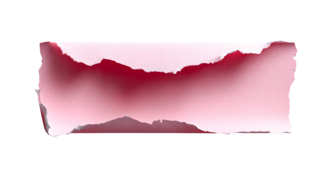 Torn Paper Edge with Gradient Pink and Red Colors, cut out transparent