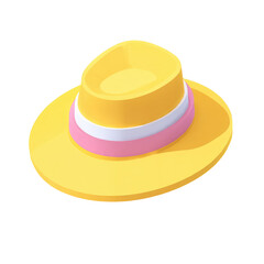 Yellow straw hat with pink and white band