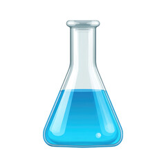 Clear glass conical flask, filled with vibrant blue liquid