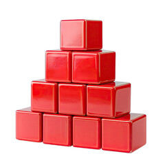 Stacked red cubes pyramid