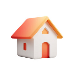 Fototapeta premium 3D stylized house icon, soft orange-red roof, white walls
