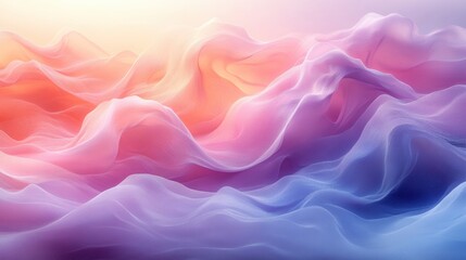 Obraz premium A vibrant, abstract depiction of flowing waves, featuring soft pastel colors blending harmoniously in a dreamy landscape.
