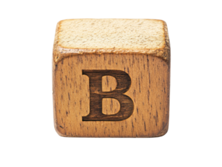 wooden blocks with letter B on white background