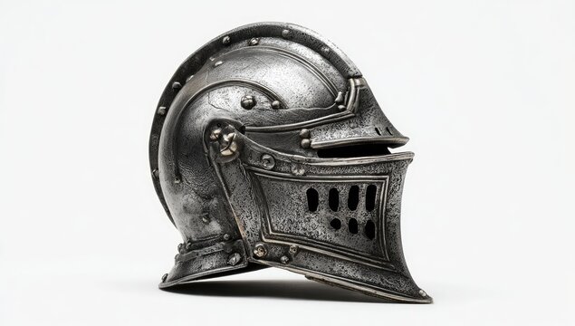 Medieval knight's helmet, side view
