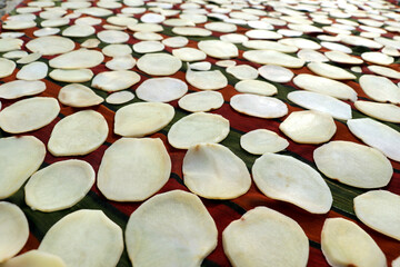 Homemade Sun Drying Potato Slices for Chips