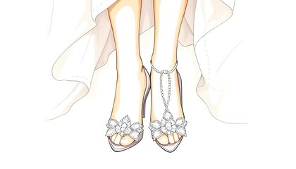 Bridal Shoes Illustrates the bride's shoes whether heels flats o