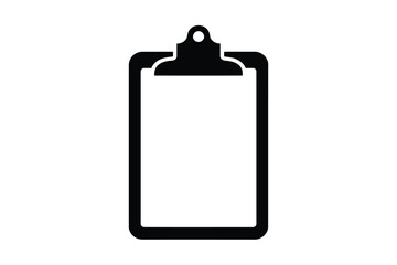 Simple black and white icon of a clipboard