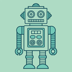 Fototapeta premium Vintage cartoon robot isolated on white background, perfect for childrens illustration or design projects