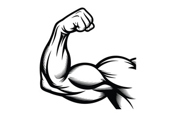 Muscular bicep flexing arm illustration