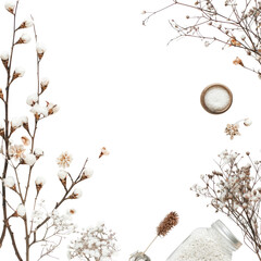 Floral botanical frame with skincare jar