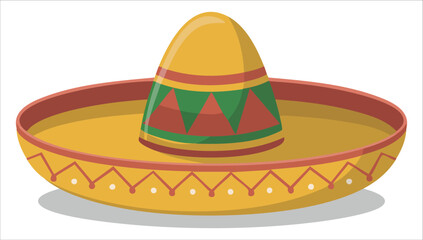 traditional Mexican sombrero with colorful trim vector art isolated on white background