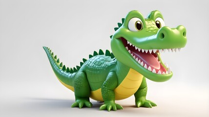 Fototapeta premium Cheerful 3D Crocodile Cartoon with Cute Teeth
