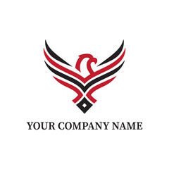 Abstract Eagle Phoenix Logo Design – Red and Black Modern Business Symbol