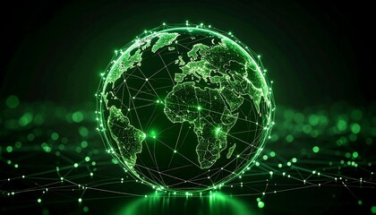Global network, glowing earth
