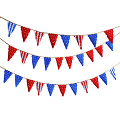 Obraz premium Vibrant patriotic bunting flags in red, white, and blue create a festive atmosphere, perfect for celebrations, holidays, and national events