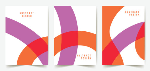 Minimalist template design with dynamic colorful overlay lines in red, purple, orange. Creative covers in modern minimalist style for corporate identity, branding, social media advertising, promo