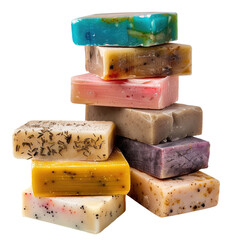 Stacked colorful handmade soaps
