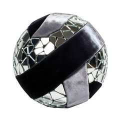Abstract sphere mosaic with reflective silver and black accents