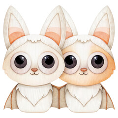 Fototapeta premium Halloween Cute Fox Vampires Concept. Cute cartoon bats with big eyes and playful expressions.