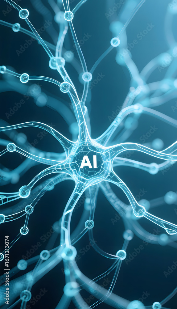 Poster neural network representation with 'ai' at the center