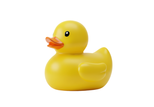Isolated Rubber Duck Toy, a nostalgic bath time plaything for children and babies. Squeaky and fun