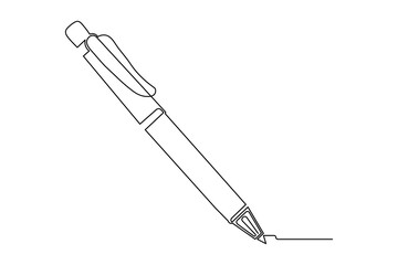 Stylish ball pen continuous one line minimalist drawing isolate outline abstract artwork