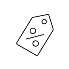 A vector icon of a price tag with a percentage sign, representing discounts or special offers, created in line style with editable stroke