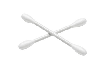 Isolated cotton swabs, crossed ear cleaning buds for personal hygiene and first aid use