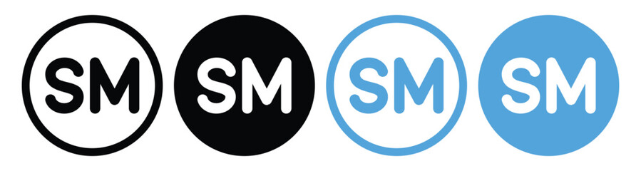 SM Service Mark Symbol Icon Sign for Trademark and Branding.