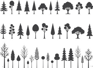 Naklejka premium Tree silhouette vector collection – forest, woodland, and nature illustration set