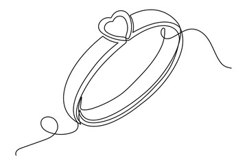 Wedding ring elegant continuous one line drawing isolate minimalist clean outline sketch