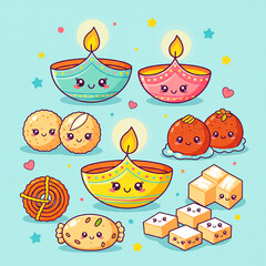 Naklejka premium Cute cartoon seamless pattern with animals fruits and fun icons for children wallpaper and design illustration.