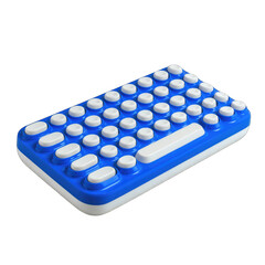 Retro-style keyboard, blue and white, rounded keys
