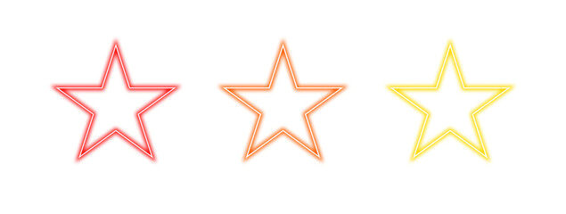 Collection of colorful glowing neon star frames