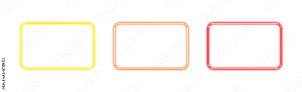 Wall mural collection of colorful glowing rectangular frame elements
