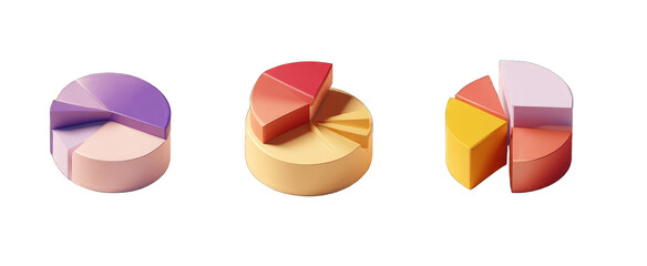 Three colorful 3D pie charts (1)