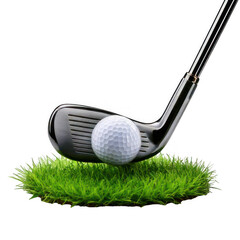 Golf club with ball, isolated white and transparent background.