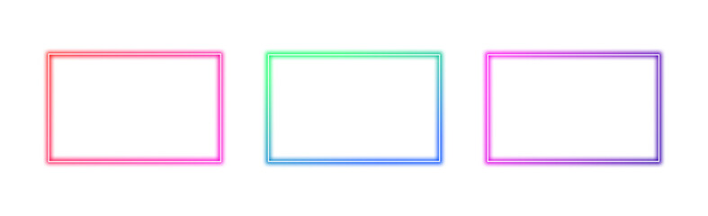 Collection of colorful gradient glowing rectangular frames with transparent background