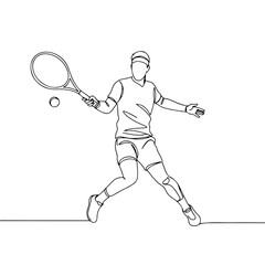 vector, drawing, illustration, tennis, ball, racket, sport, game, competition, player, tournament, match, hand, play, athlete, court, outline, isolated, concept, fitness, healthy, hobby, graphic, prof