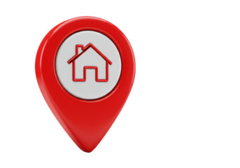 Isolated red pinpoint marker for house real estate investment home location concept
