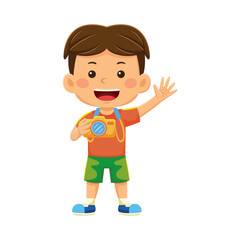 boy hold camera illustration.eps