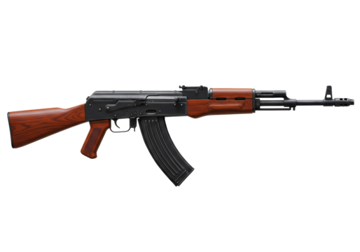 Isolated AK-47 assault rifle. A close up shot of a Russian made assault rifle for military use.