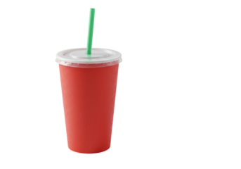 Isolated Drink in a Tall Plastic Cup with a Straw ready for refreshment and consumption