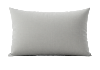 Isolated lumbar cushion for sofa or bed, filled with down, with gray fabric cover texture plain